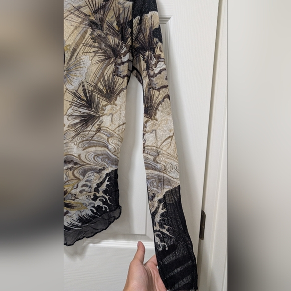 Jean Paul Gaultier Soleil 90s Japanese Tattoo Koi Fish Long Sleeve Mesh Shirt M - Picture 4 of 8